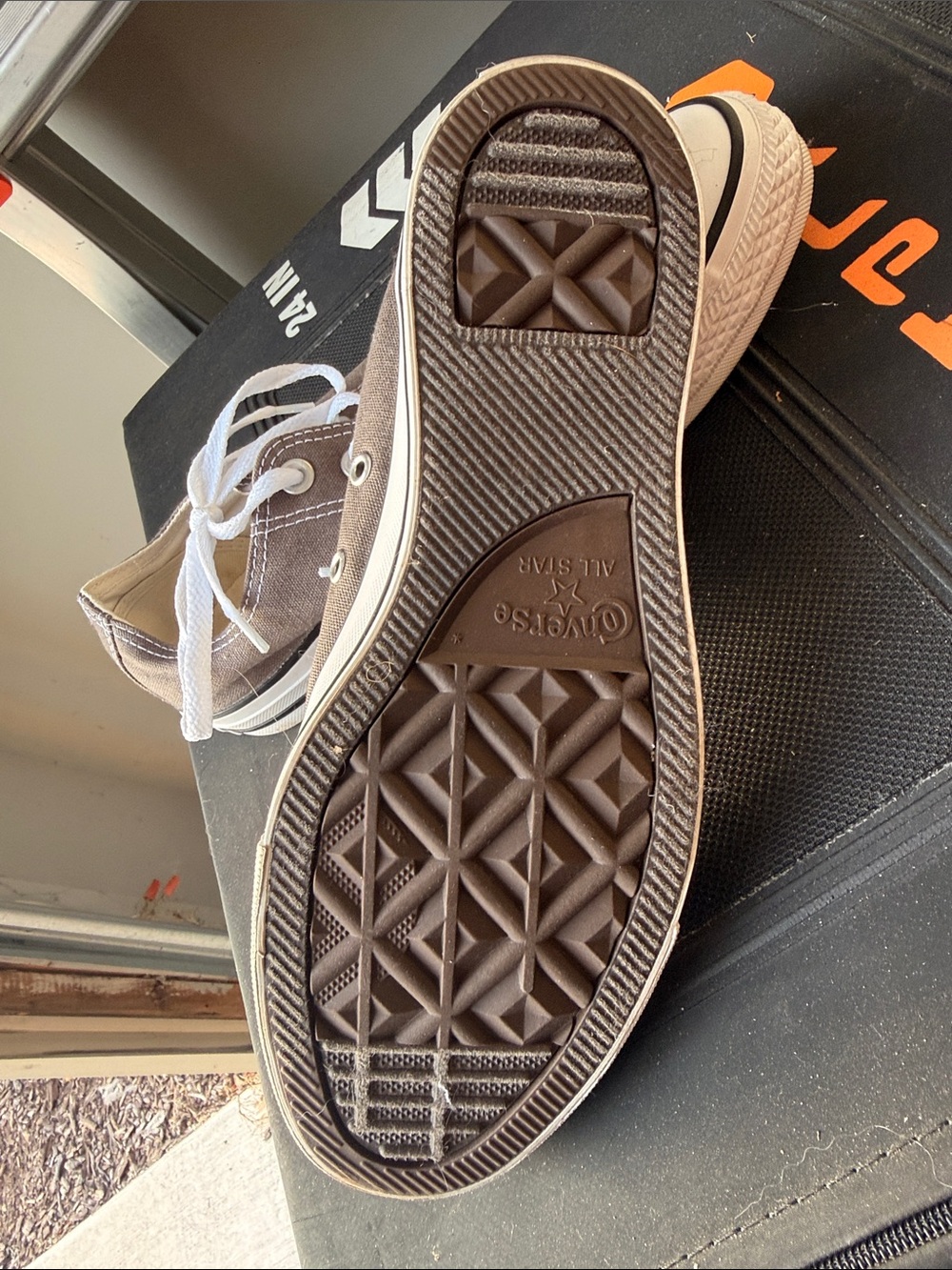 Converse Low Top Sneakers in Taupe and White - Picture 2 of 4
